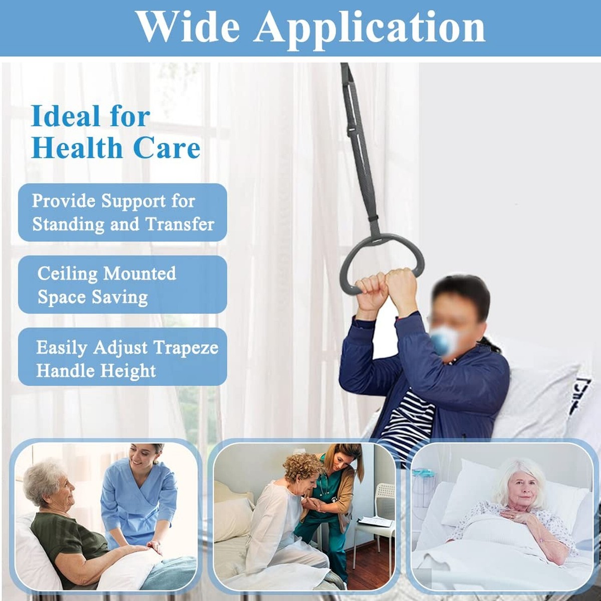Bed Trapeze For Elderly, Ceiling Mounted Trapeze For Bed Mobility Transfer Stand Ladder Bed Helper Disabled Elderly Suitable Hospital Bedroom Bed Mobile Pull - View #3