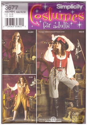 Simplicity Pirate Costume Sewing Pattern 3677 Sizes 6 - 12, Uncut FF