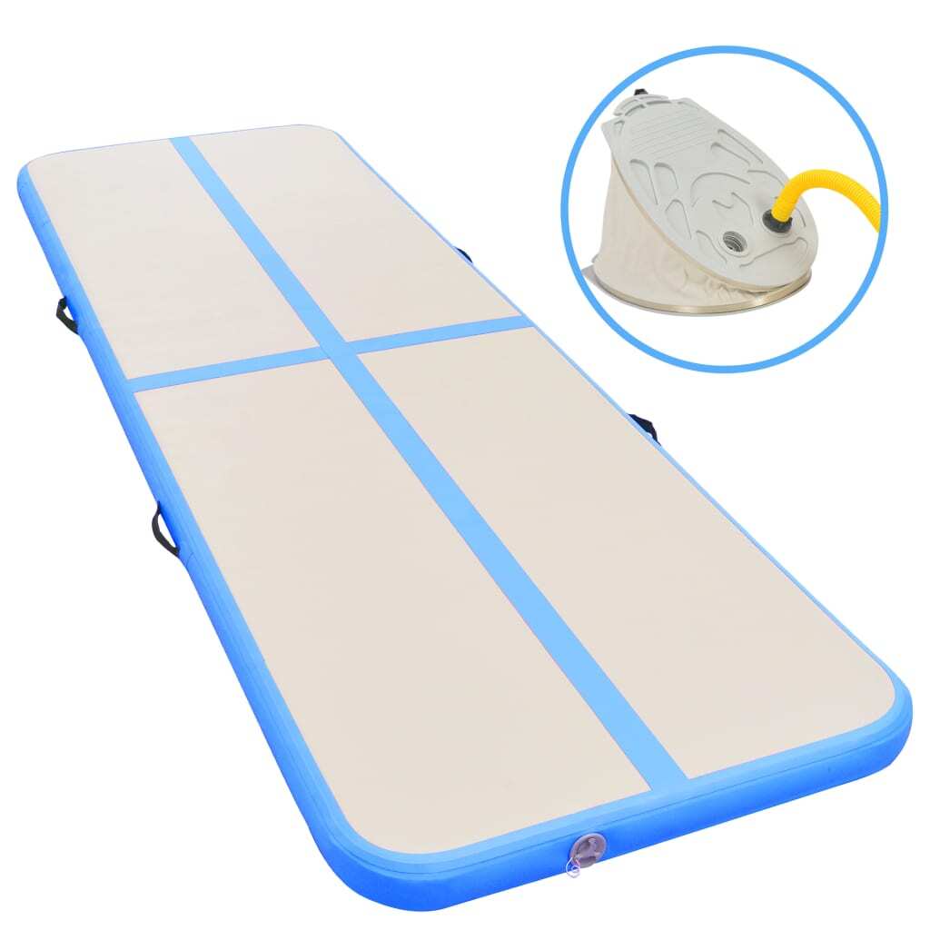 vidaXL Inflatable Gymnastics Mat with Pump 400x100x10 cm PVC Blue