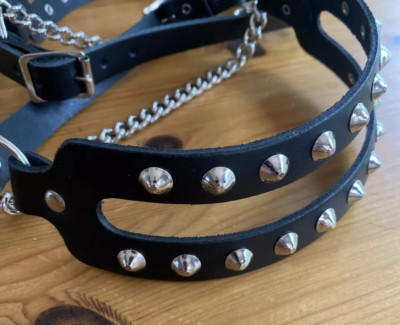 LEDER STIEFELRIEMEN -2 REIHIG uni oder Nieten - versch. Farben - PUNK GOTH COWBOY