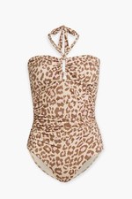 Zimmermann beige Jude one piece Ruched leopard Swim Wear swimsuit Size 0 Au 8