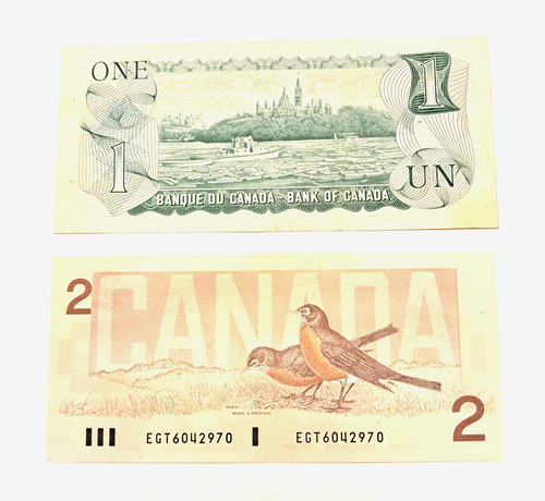 (1) 1973 1 $ & (1) 1986 2.CU Canadian notes - Bild 2 von 2