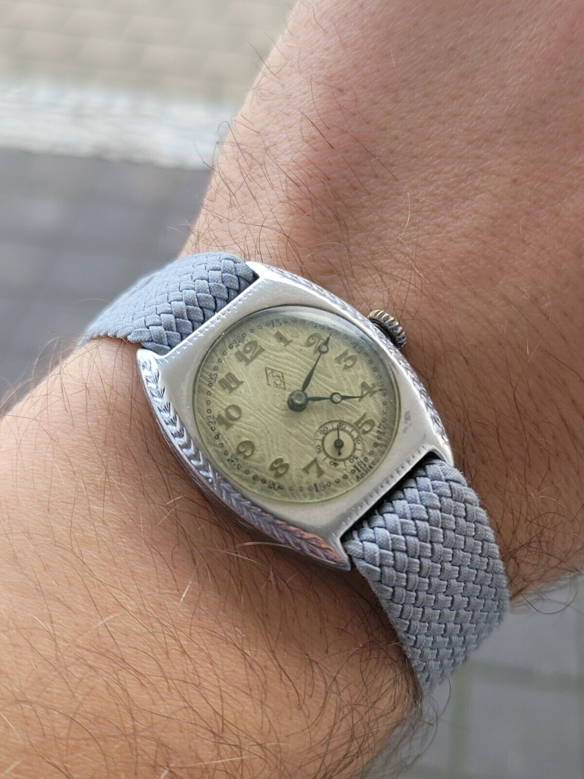 Zentra Herrenuhr Uhrwerk Bifora 102 DRGM  800 Silber Handaufzug um 1930