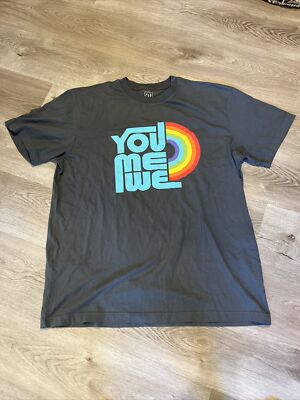 GAP You Me We Graphic Gray Crew Neck Short Seeve T Shirt Mens Size XL Tall