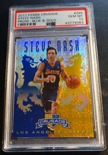 2012 STEVE NASH PANINI CRUSADE PRIZM BLUE & GOLD REFRACTOR PSA 10 POP 1