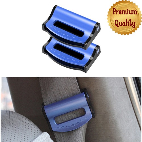 SEAT CAR seat BELT STRAP ADJUSTER CLIP TO MAKE TRAVEL COMFORT BLUE x2