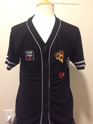 baseball jersey dress forever 21 Forever 21 Baseball Jersey Mens SMALL Black LA #84 Button Down Shirt Los Angeles