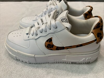 Size 7 - White Nike Air Force 1 Pixel Leopard Print Sneakers Shoes