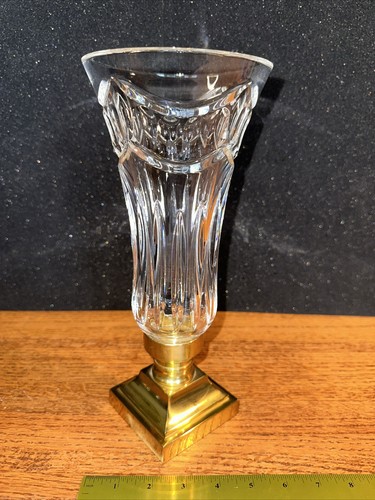 REAL! Waterford Crystal Pompeii Hurricane Pilar Candle Holder With Brass Base - Picture 3 of 24