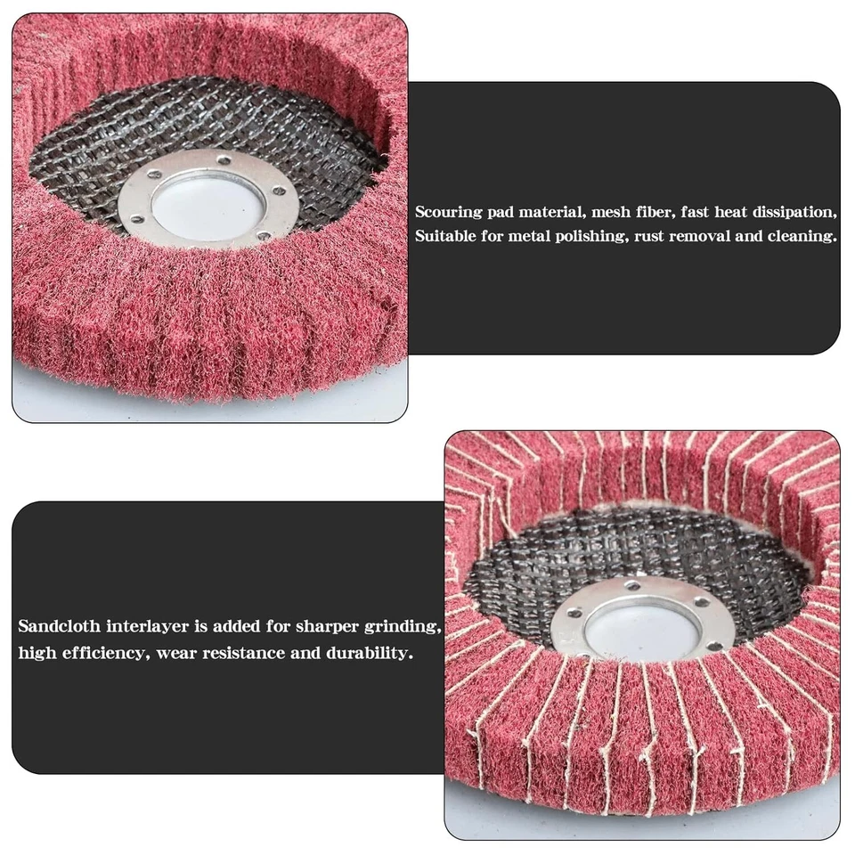 5 peças de rebolo de polimento de fibra de náilon 4,5"x7/8" disco de aba para rebarbadora angular - Imagem 4 de 4