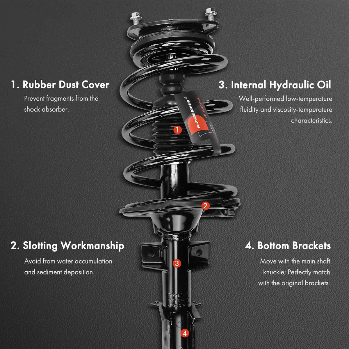 Front And Rear Suspension Strut Coil Spring And Shock Absorber Assembly Kit 4 Piece Compatible 2002 2007 Saturn Vue Without 19 Inch Wheels 3rd Row Seat 2003 - View #2