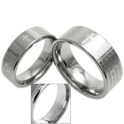 Engraved Tungsten 1 Corinthians 13:4 ''Love is Patient'' Bible Verse Band Ring