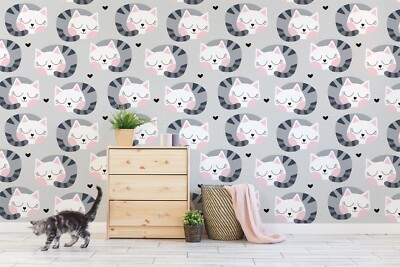 3D Cute Sleeping Cat Wallpaper Wall Mural Peel and Stick Wallpaper 45