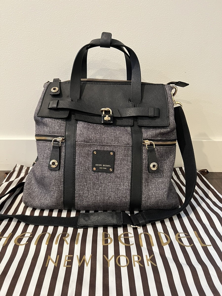Henri Bendel Large Jetsetter Backpack Gray Canvas Fabric w  display picture 3