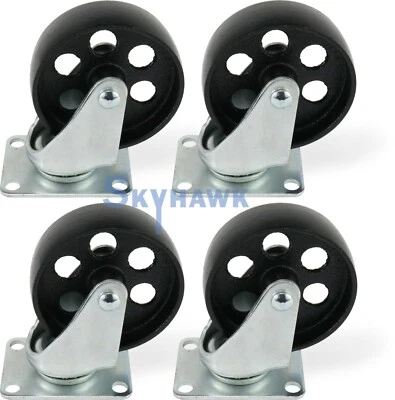 CAL-HAWK 4-Pc. 4" 350-lb Capacity All-Steel Wide Wheel Swivel Top Plate Casters