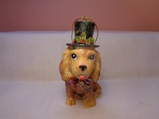 CUTE COCKER SPANIEL GLITTERED DOG W/TOP HAT 3  RESIN ORNAMENT UNBRANDED CB4018 