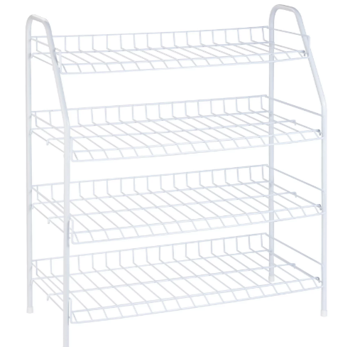 12-Pair 4-Tier Steel Shoe Rack Freestanding Closet Organizer Shelf-image