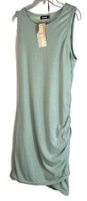 Women’s BTFBM Sage Green Soft Stretch BodyCon Dress NWT Ruched Left Side