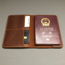 Genuine Leather Passport Card Holder USA Travel Wallet RFID Blocking Case Cover
