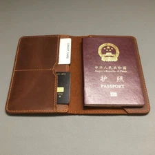 Genuine Leather Passport Card Holder USA Travel Wallet RFID Blocking Case Cover