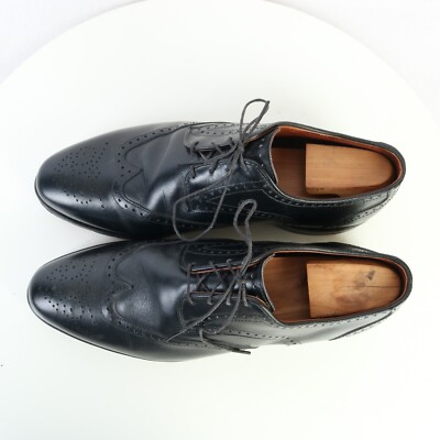 ALLEN EDMONDS HINSDALE BLACK WINGTIP MEDALLION TOE 9.5 E 