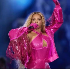 adidas Originals IVY PARK Sequin Bomber Fringe Triple Pink Jacket Beyonce Show