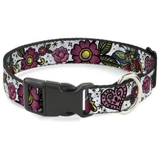 Plastic Clip Collar Love Kills CLOSE-UP White NARROW-Medium 8.5-12"