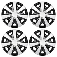 15" Hubcaps Black Silver Set of 4 Universal Fit Most Cars