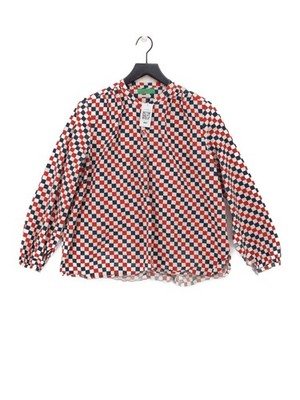 Clare V. Damen Bluse L mehrfarbig kariert 100% Baumwolle Langarm Kragen Basic
