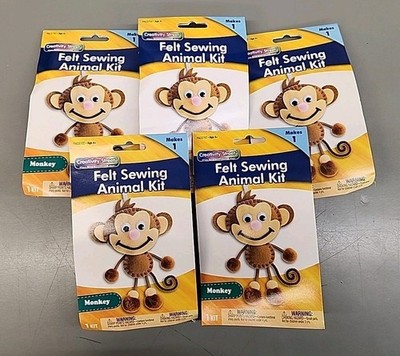 Lot of 5 Dixon Creativity Street Crafts Felt Sewing Animal Kits - Monkey