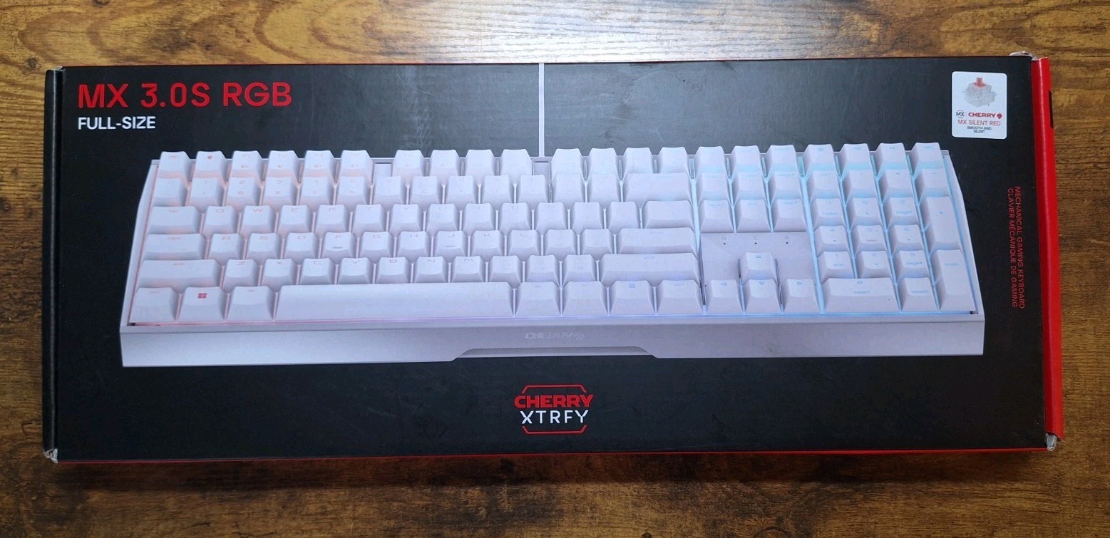 Cherry MX 3.0S Wired Mechanical Gaming Keyboard RGB, White, MX Silent Red Keys