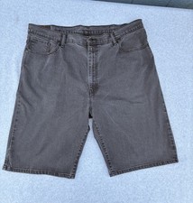 Men's Levi's 569 Loose Fit Black Denim Jean Shorts Size 42 Cotton Blend Zip