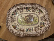 Vintage Spode Thanksgiving Turkey Platter 16" - Perfect Condition Free Shipping.