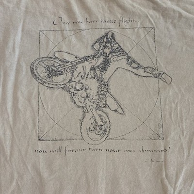 Vintage Y2K Dirt Bike Leonardo Da VInchi Quote Graphic Skyward Jump 2XL