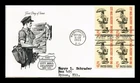 US COVER CITY MAIL DELIVERY 100TH ANNIVERSARY FDC SCOTT 1238 BLOCK OF 4