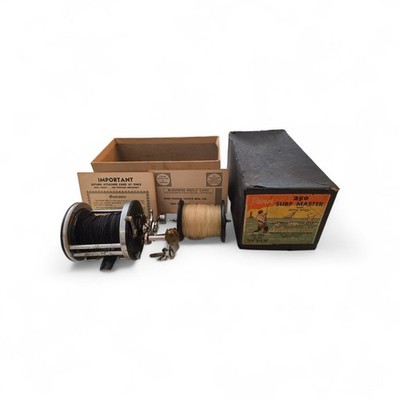Vintage PENN Surfmaster No. 250 Saltwater Fishing Reel, Extra Spool, Papers, Box