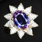 Vibrant Blue Purple Sapphire Oval 2.55Ct 925 Sterling Silver Rose Gold Rings