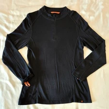 Point 6 Merino Wool 1/4 Zip Midweight Base Layer Pullover Womens XL In Black