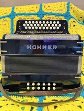 Black Pre Corona ii Button GCF Accordion With Ornate Wooden Button Board. 1940&rsquo;s
