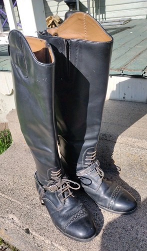 Devon Aire Camden Damengröße 8. Hohe Lederreitstiefel schwarz humane Sporen - Bild 2 von 22