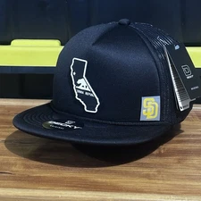 San Diego California Logo Design Flat Bill Black SnapBack Foam Trucker Hat