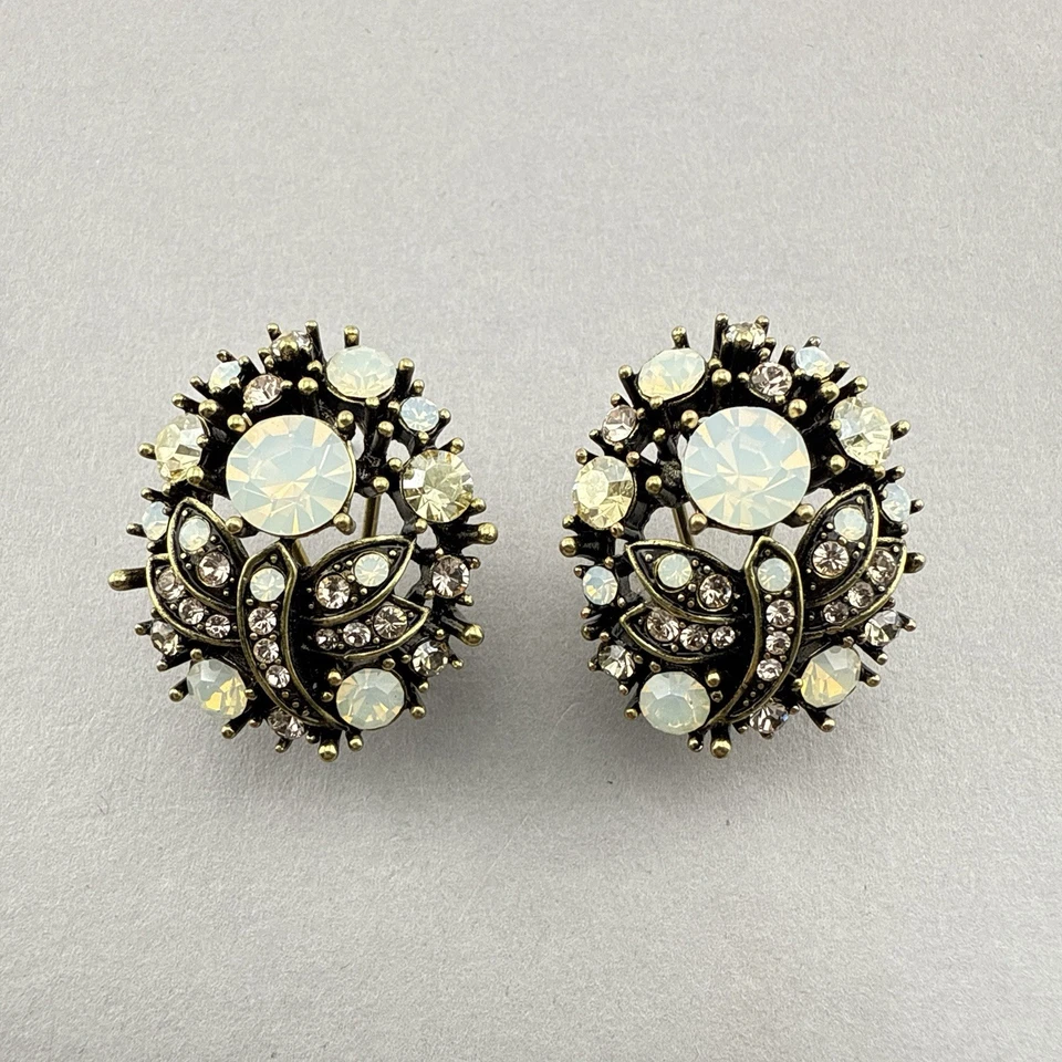 Heidi Daus Earrings Dragonfly Butterfly Omega Back White Rhinestones Crystal - Image 2 of 4