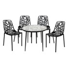 LeisureMod Devon 5-Piece Aluminum Dining Set with Table and 4 Chairs Black