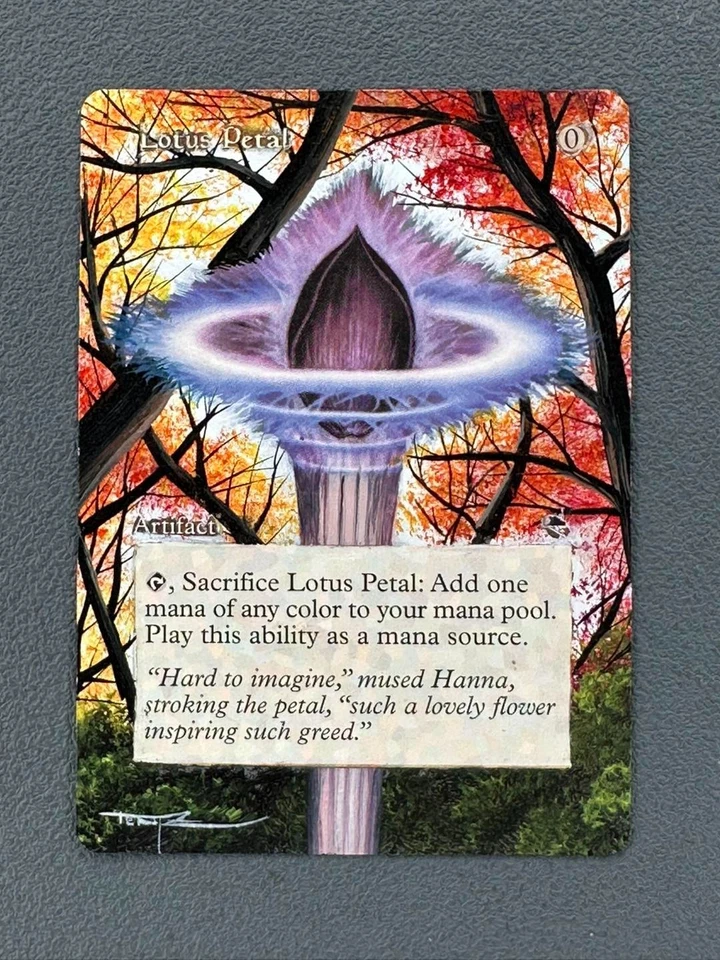 x4 Lotus Petal MTG Hand Painted Borderless Extended Season Altered NEW Art Tentz - Image 2 of 4