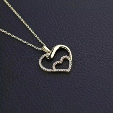 2 Ct Round Cut Lab Created Diamond Women's Heart Pendant 14K Yellow Gold Plated