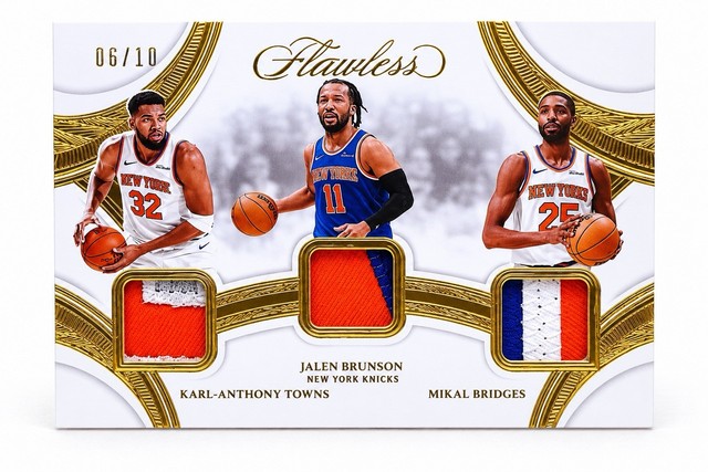 2024-25 Flawless Knicks Triple Patch Jalen Brunson Towns Bridges /10 Gold KAT NY