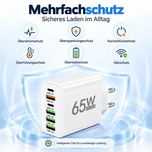 65W 6-Port USB-A & USB-C Charger