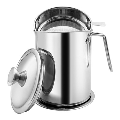 Bacon Grease Container With Strainer, 2.1L Grease Strainer and Container with...
