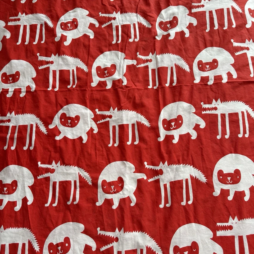 Ikea Twin Duvet Cover Barnslig Ulven Red White Kids Animals Wolf Dog Reversible - Image 3 of 4