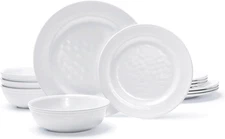 12-Piece Dinnerware Set, Melamine Dishes Set with Bowls and Plates, Non-Breakabl